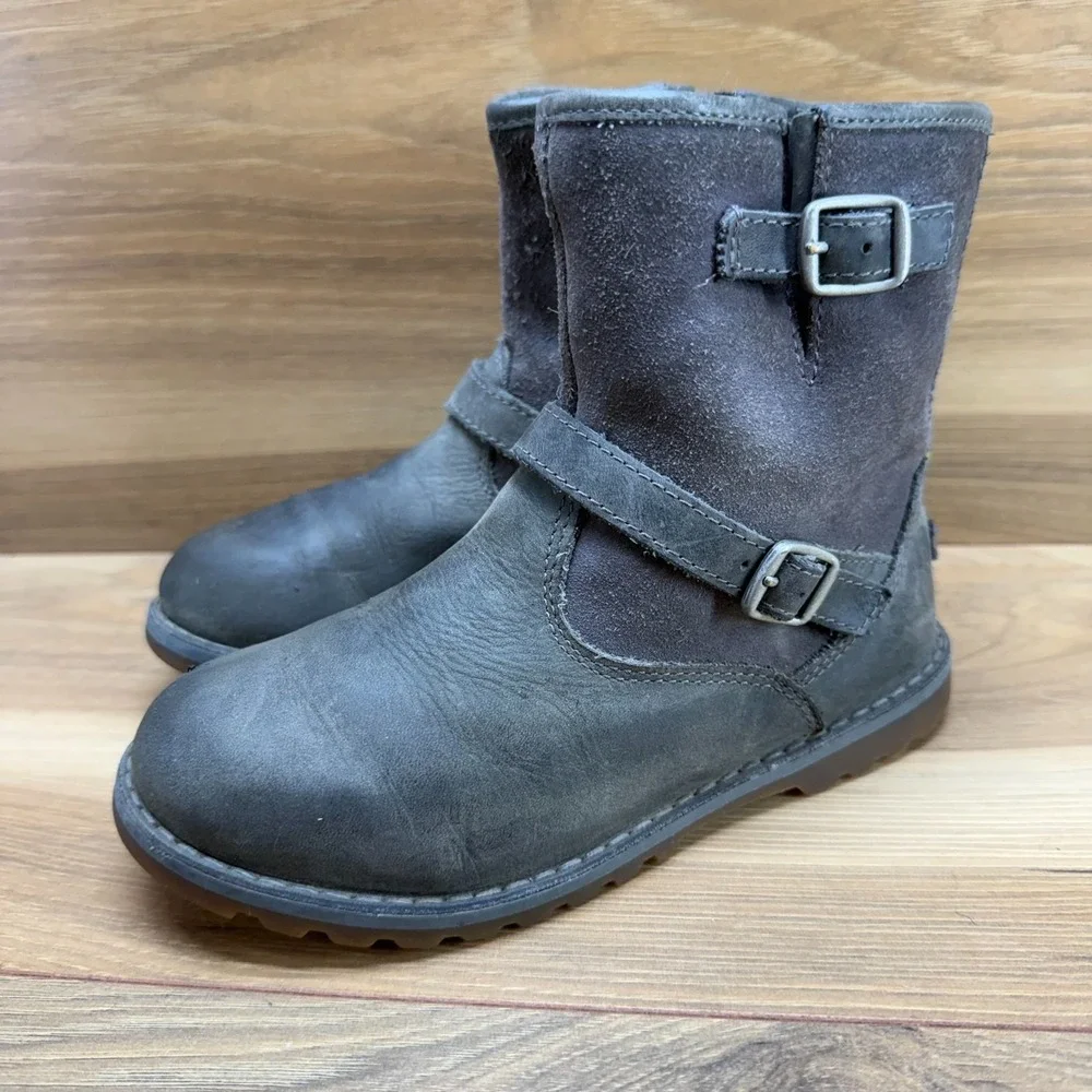 UGG‎ Toddler Harwell Kids Boots 12 Gray Leather Zipper